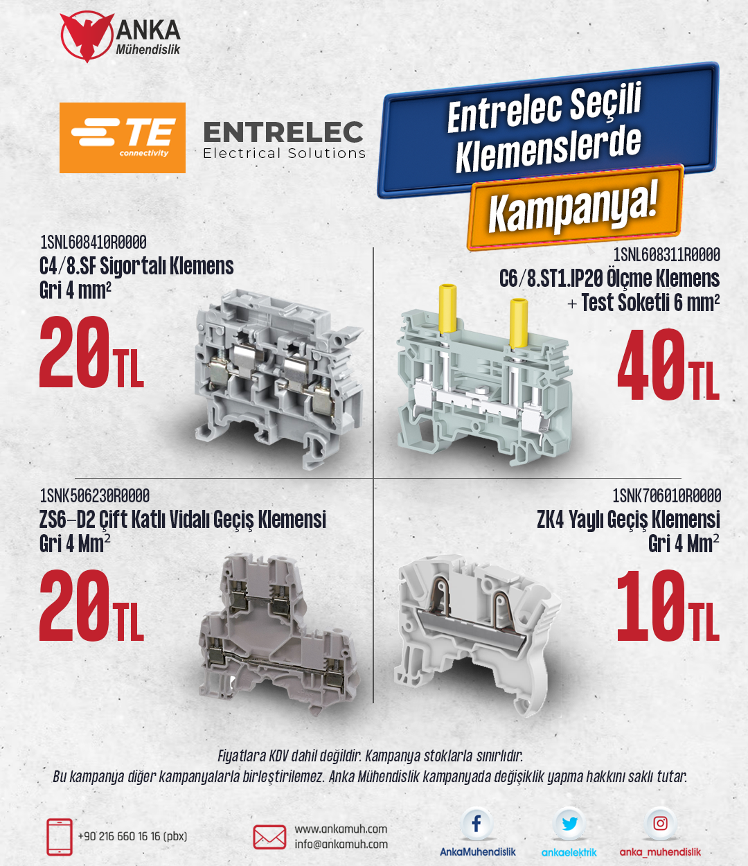 Entrelec Sigortalı Klemens ve Ölçme Ayırma Klemens Kampanyası| Anka Mühendislik